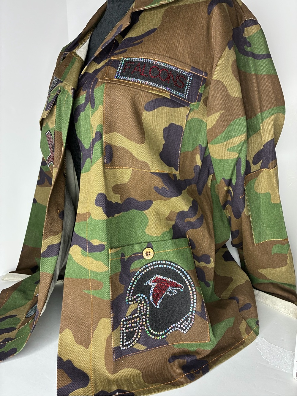 Atlanta Falcons Camo Embellished Jacket with Rhinestone Appliqués - Picture 3 of 7